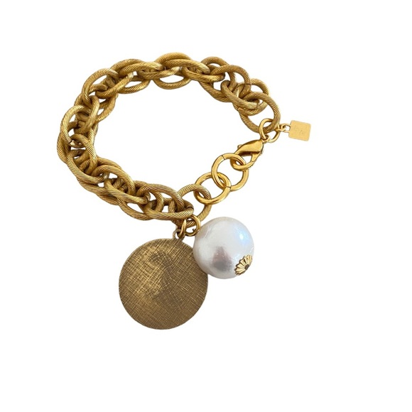 Chunky John Wind chain bracelet Pearl and L initial charm - Picture 5 of 10